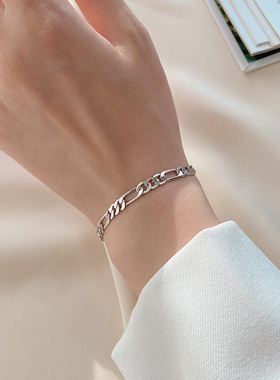 银奥925纯银粗链条手链女轻奢小众精致手环手饰闺蜜手镯手串饰品