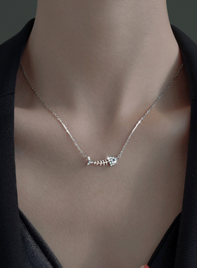 纯银鱼骨小众设计感高级毛衣链