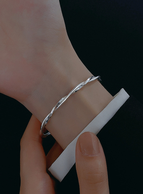 999纯银莫比乌斯环手镯女小众开口手环礼物轻奢高级感送女友手饰