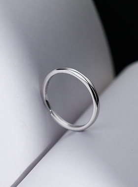 925纯银戒指素圈指环女小众设计时尚可调节食指戒尾戒送女友礼物