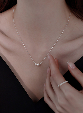 925纯银双珠项链女2025新款