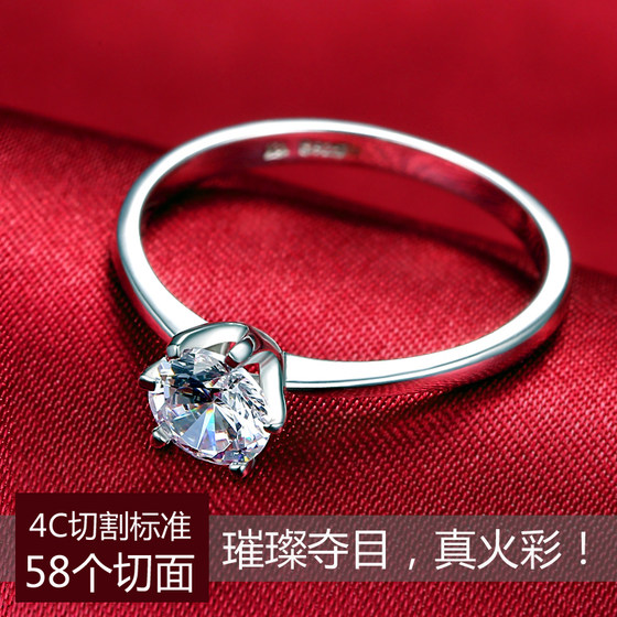 925 sterling silver moissanite diamond engagement ring