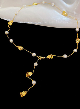 真金电镀不规则珍珠串珠项链