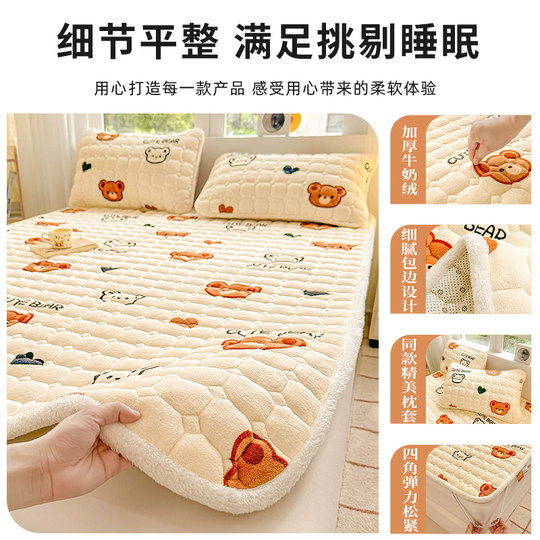 Class A antibacterial milk fleece mattress pad for warmth