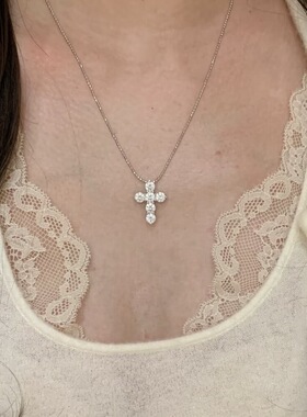 锆石十字架锁骨链女小众轻奢新款