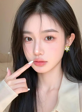 【度假耳环】绿色花朵耳环女纯银