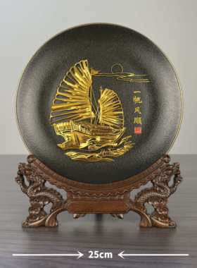 铁画船一帆风顺木盒包装