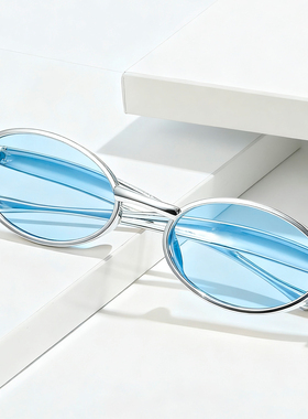 椭圆形扁框街拍ins眼镜男女同款