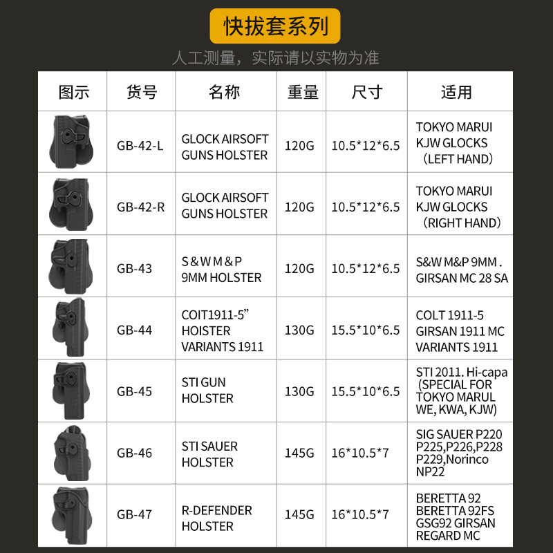 MST2011腰部快拔GLOCKS格洛克左右手快拔枪套1911 P226 M92竞技套-图2