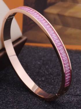 韩国冰晶石玫瑰金女士彩钻手环