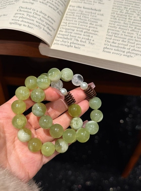 天然石水晶手链女生轻奢高级感绿萤石手串情侣串珠手饰