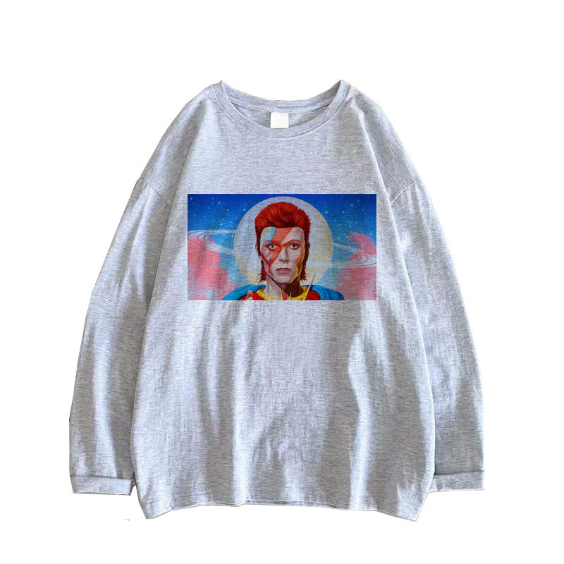 多款david bowie宝爷同款武字印花复古男女春秋长袖打底外穿T恤 - 图2