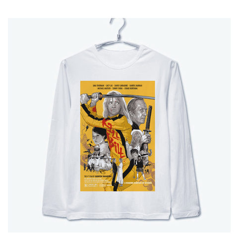 昆汀kill bill杀死比尔亚文化电影趣味拼接袖男女长袖T恤 - 图1