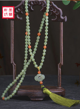 佛珠项链羊脂白玉多圈手串