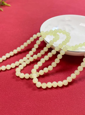 108颗天然新疆和田玉黄口料老型珠手串手链直径8MM