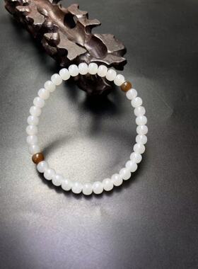 天然新疆和田玉且末料白玉直切手串手链直径6/3MM