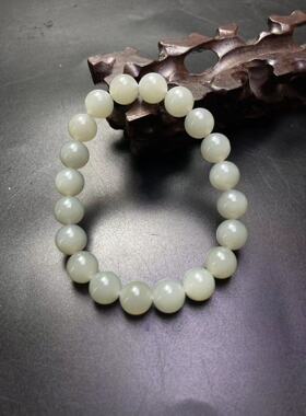 天然新疆和田玉且末料蓝调圆珠手串手链直径10MM