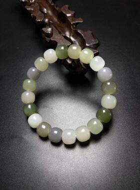 天然新疆和田玉多宝起冰老型珠手串手链直径11/10MM