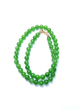 天然新疆和田玉辣阳绿碧玉妈妈链子圆珠项链手串手链直径8MM