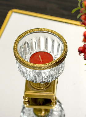 费灵 进口黄铜配玻璃轻奢高脚小烛杯摆件小果碗装饰小收纳杯摆件