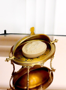 印度进口手工黄铜翻盖收纳点心盘皂盘多用途奢华家居用品镀银摆件