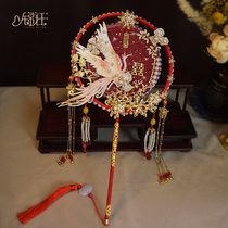 Double ring flying crane finished product Dough Fan Red Lace Flowers Bridal Wedding Show and Fan New Chinese Ancient Wind