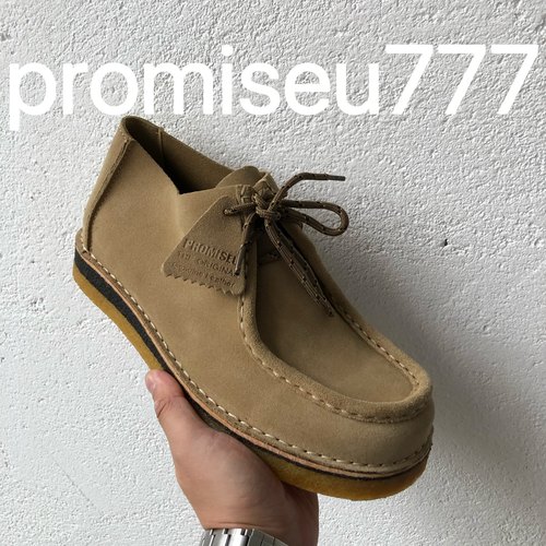 promiseu777 23aw潮流街头复古袋鼠鞋生胶底人手缝制牛皮wallabee - 图0