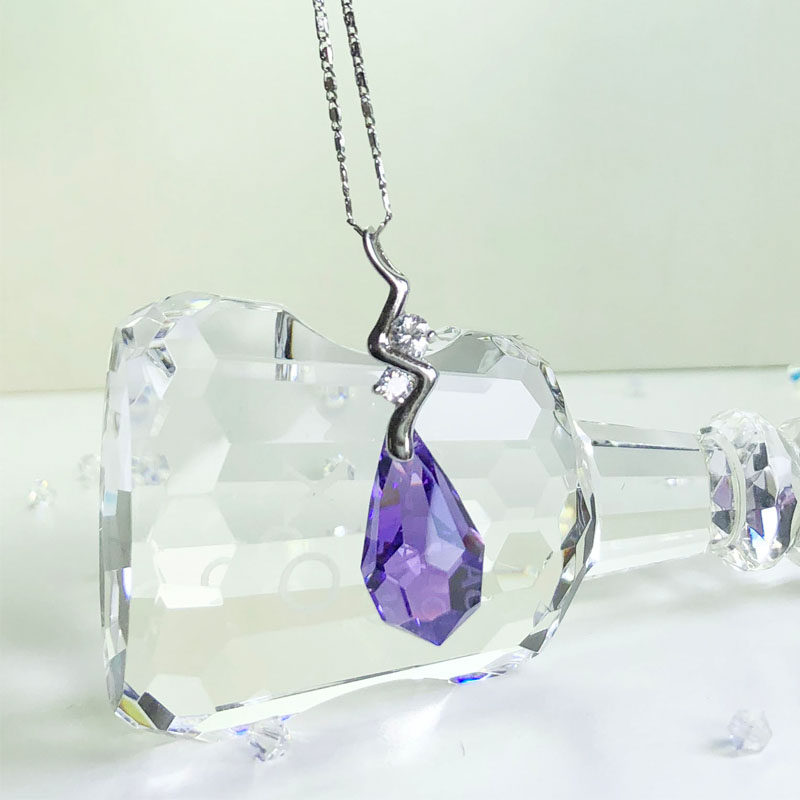 奢华洛世奇女紫色水滴银链原创吊坠 馨秀 金织坊首饰项链