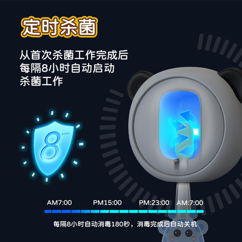 智能牙刷消毒器紫外线杀菌免打孔壁挂式牙刷架消毒盒牙刷置物架 - 图2