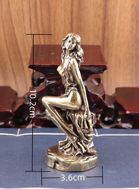 创意黄铜美女女神女神像工艺品办公室装饰纯铜西洋铜雕塑古典摆件