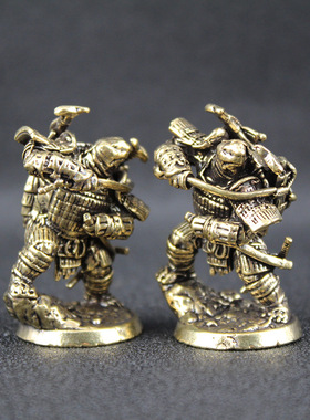 纯黄铜忍者神龟模型手办家居办公室桌面摆件玩具忍者神龟黄铜