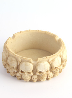 烟灰缸骷髅头个性节日礼物北欧摆件树脂骷颅头万圣节整人吓人道具