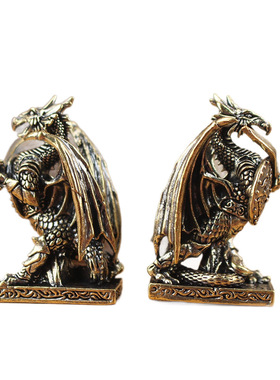 复古黄铜龙战士摆件一对飞龙展翅桌面装饰工艺品家居办公室摆设