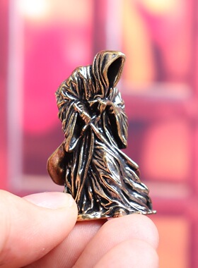 创意纯黄铜霸气黑袍死神纯黄铜摆件复古披风武士斗篷杀手桌面摆件