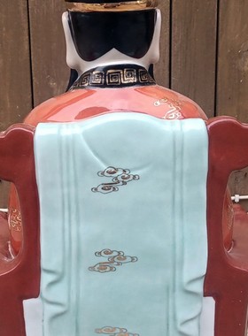 景德镇矾红描金灶神灶王爷陶瓷灶君佛像灶台神像灶公佛像摆件20寸