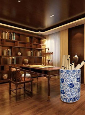 景德镇手绘书画卷轴裂纹釉陶瓷器