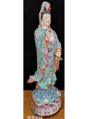 家用供奉陶瓷观音佛像柳枝净瓶观世音菩萨站南海观音菩萨摆件30寸