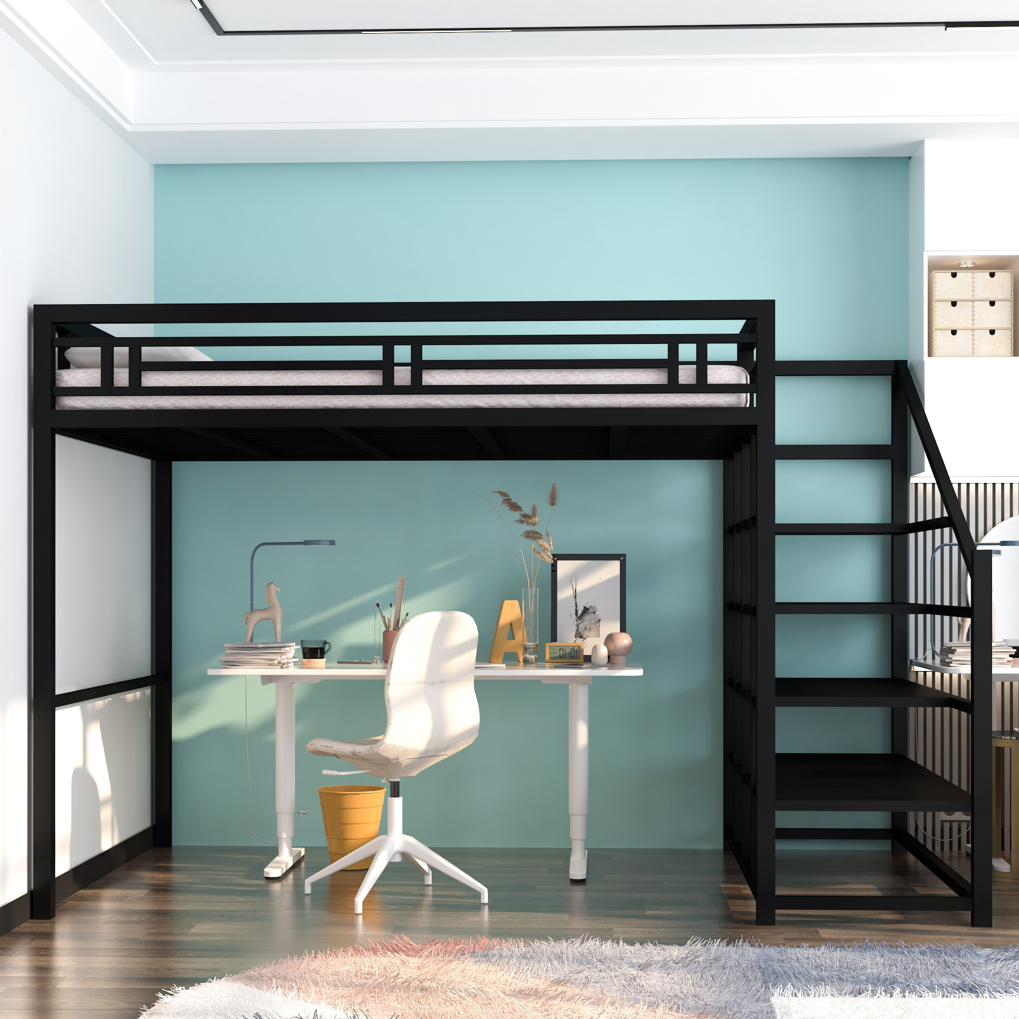 销双人床小上下铺铁艺简约现代多功能双层床子母床铁床高架床公厂