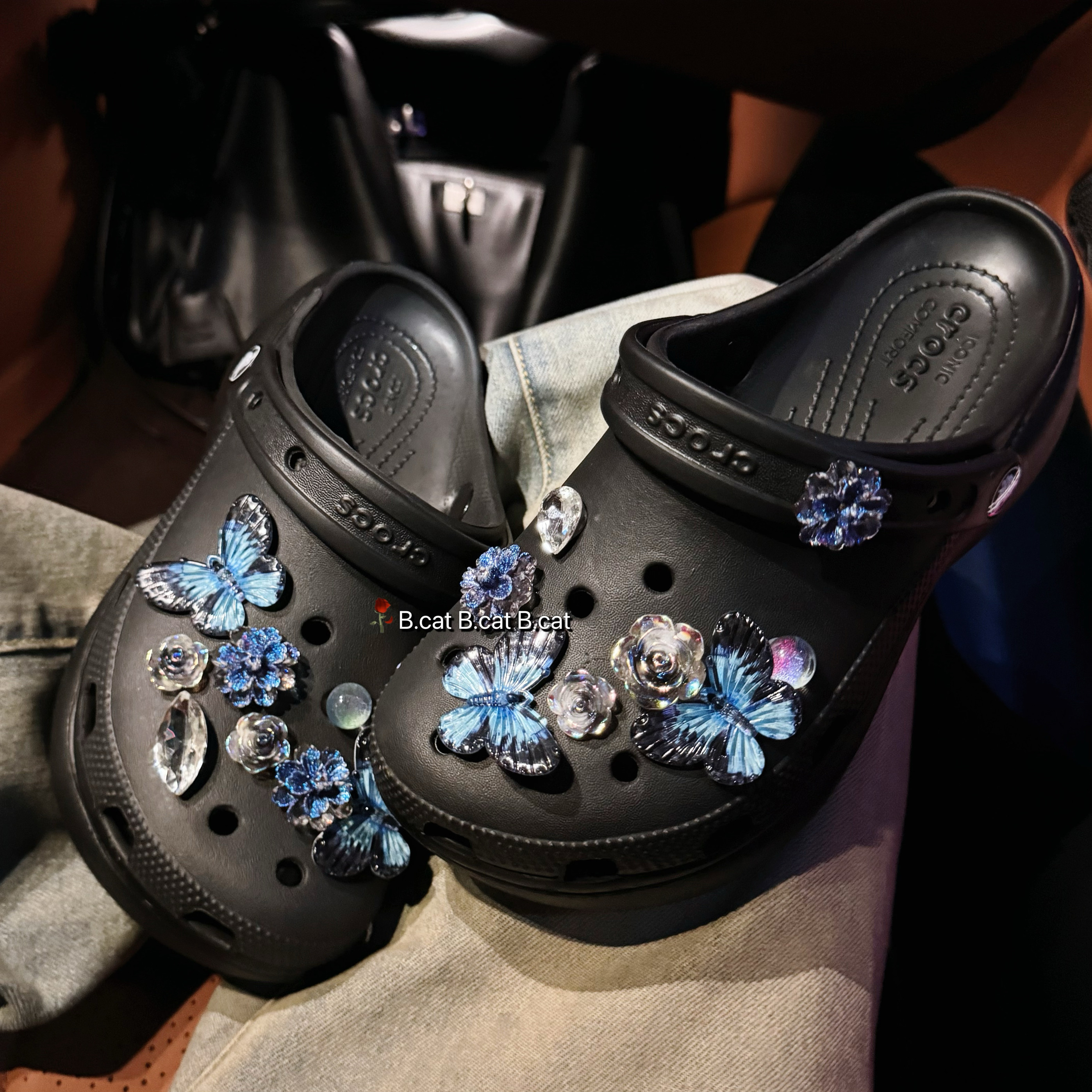 【蓝蝶】原创设计洞洞鞋鞋花鞋扣高级感crocs适配配件鞋花,淘宝优惠券,粉丝福利购,淘宝优惠卷