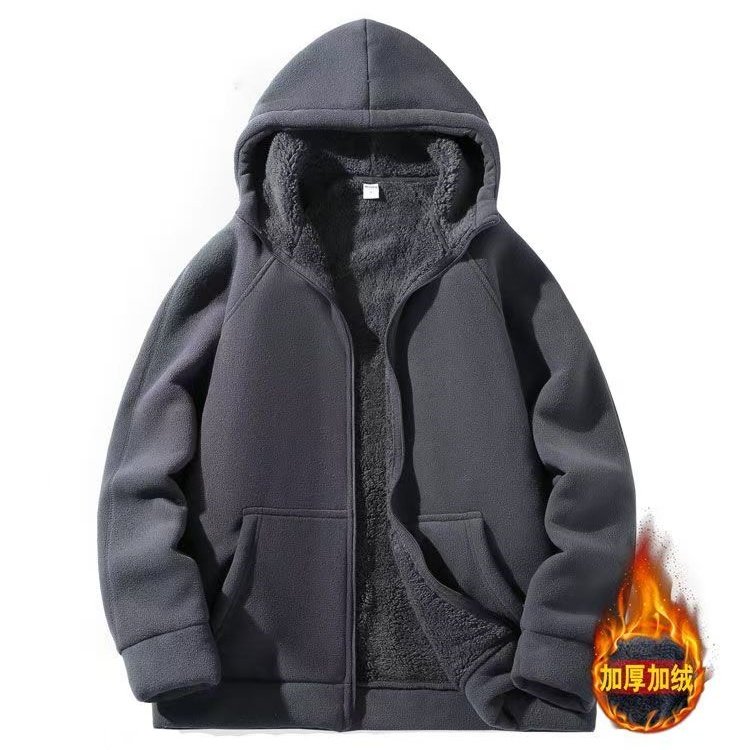 冬季900克加绒加厚摇粒绒外套新款保暖连帽男女同款上衣连帽外套