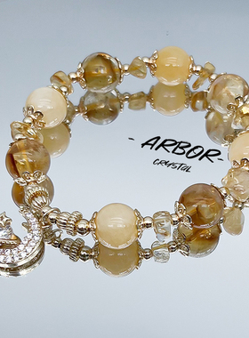 原创ins设计黄水晶手链黄塔晶一夜暴富手串招财礼物聚财女生轻奢