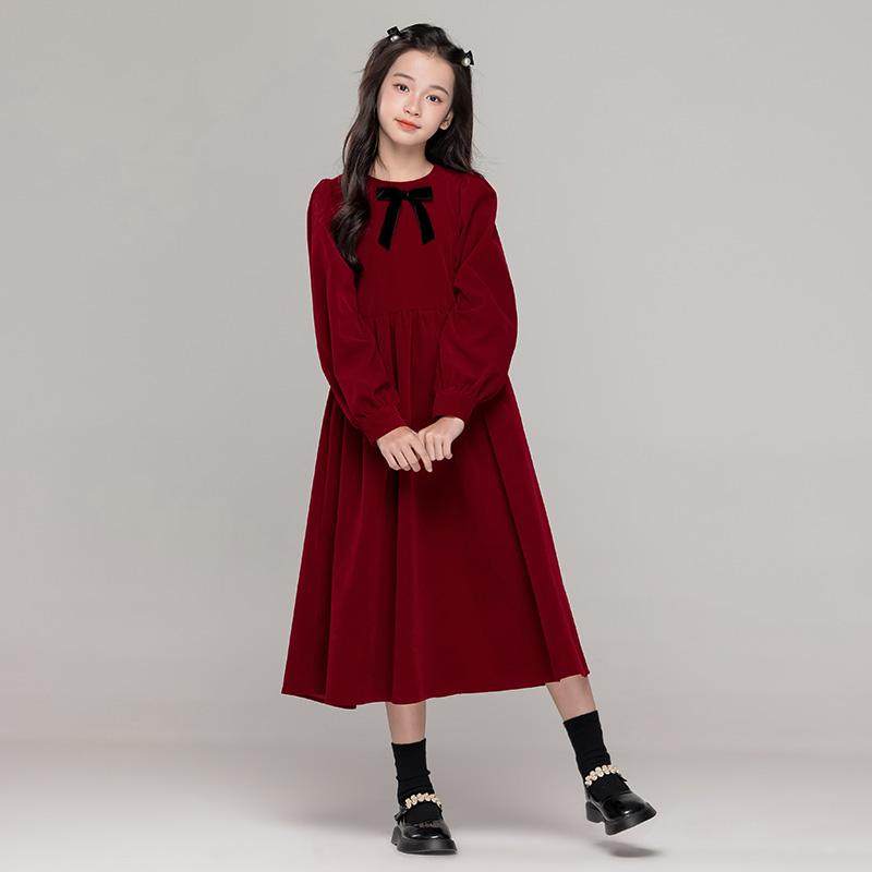 女童连衣裙秋冬新款儿童红色生日公主裙中大童装加绒新年洋气裙子,淘宝优惠券,粉丝福利购,淘宝优惠卷