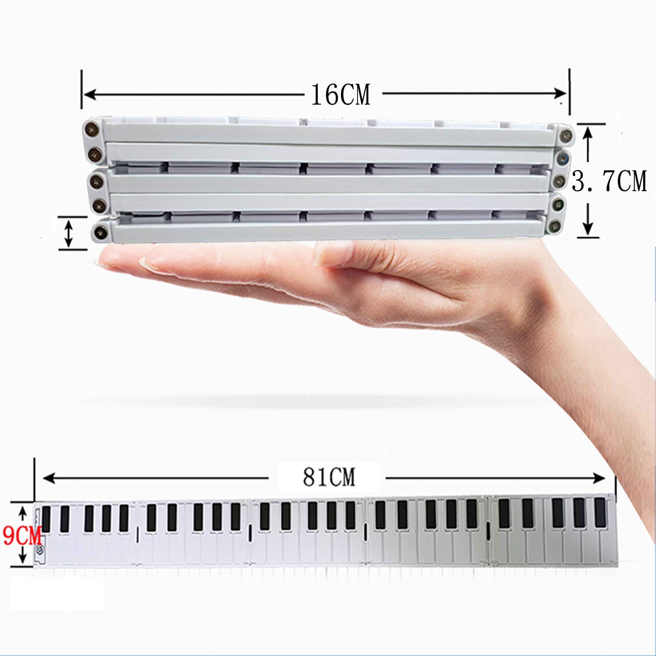 口袋钢琴可折叠电子钢琴键盘便携式初学者成年人幼师用专业手卷琴 - 图2
