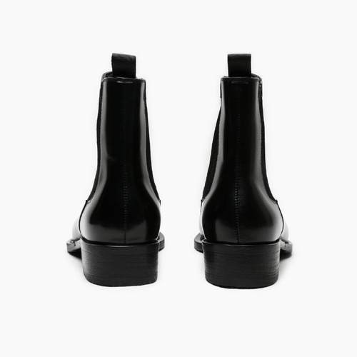 优100设计师款烟筒切尔西靴英伦尖头商务休闲男士真皮短靴手工鞋 - 图1