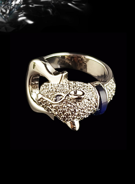 韩国进口经典惹火猎豹锆石戒指