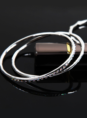 韩国进口简约冷淡风镶钻三圈手镯