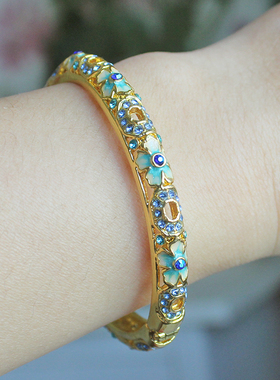 老北京特色景泰蓝手镯子镂空镶钻开口王府井故宫长城旅游纪念礼品