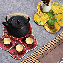 China Wind Imitation Cloud Brocade Plum Blossom Tea Road Accessories Kongfu Tea Cup Mat Waterproof Print Decorative Tea Cup Cushion Heat Insulation Mat