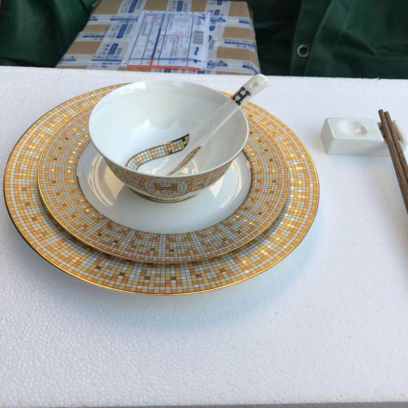 酒店厨房餐饮盘子陶瓷碟碗星级酒店豪华饭店包厢骨瓷餐具摆台套装