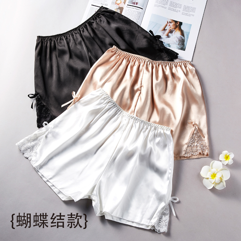 新款韩版宽松防走光安全裤女外穿缎面蕾丝边打底裤加大码家居短裤 新款韩版宽松防走光安全裤女外穿缎面蕾丝边打底裤加大码家居短裤